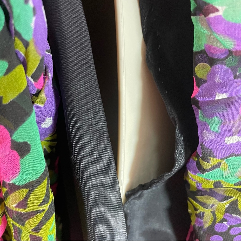 Vintage 60s Jumpsuit Dark Floral Wide Leg Cocktail Evening Size S/XS Sleeveless - Picture 9 of 10